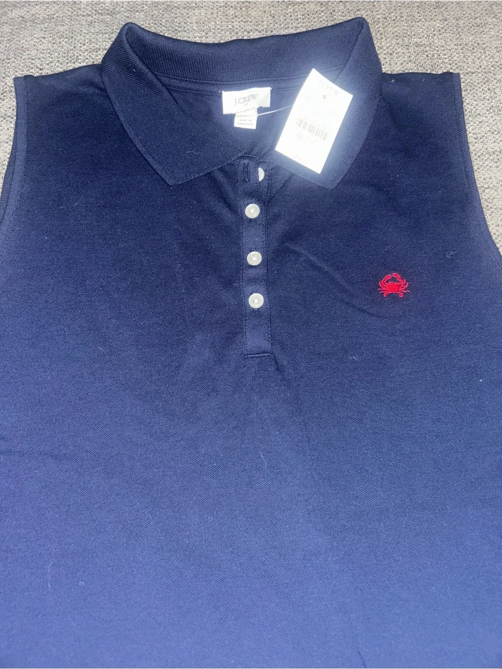 J. Crew Sleeveless Polo Tank Top with Red Crab NWT